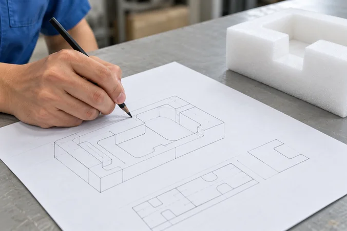 Foam insert drawing and sample illustration