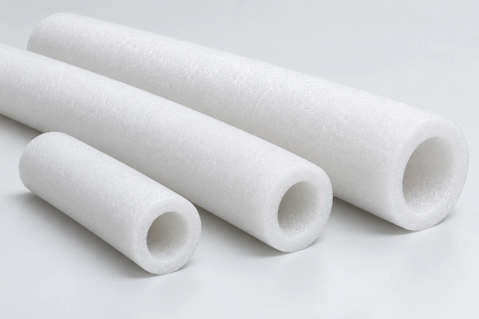 Concept illustration of white hollow EPE foam tubes