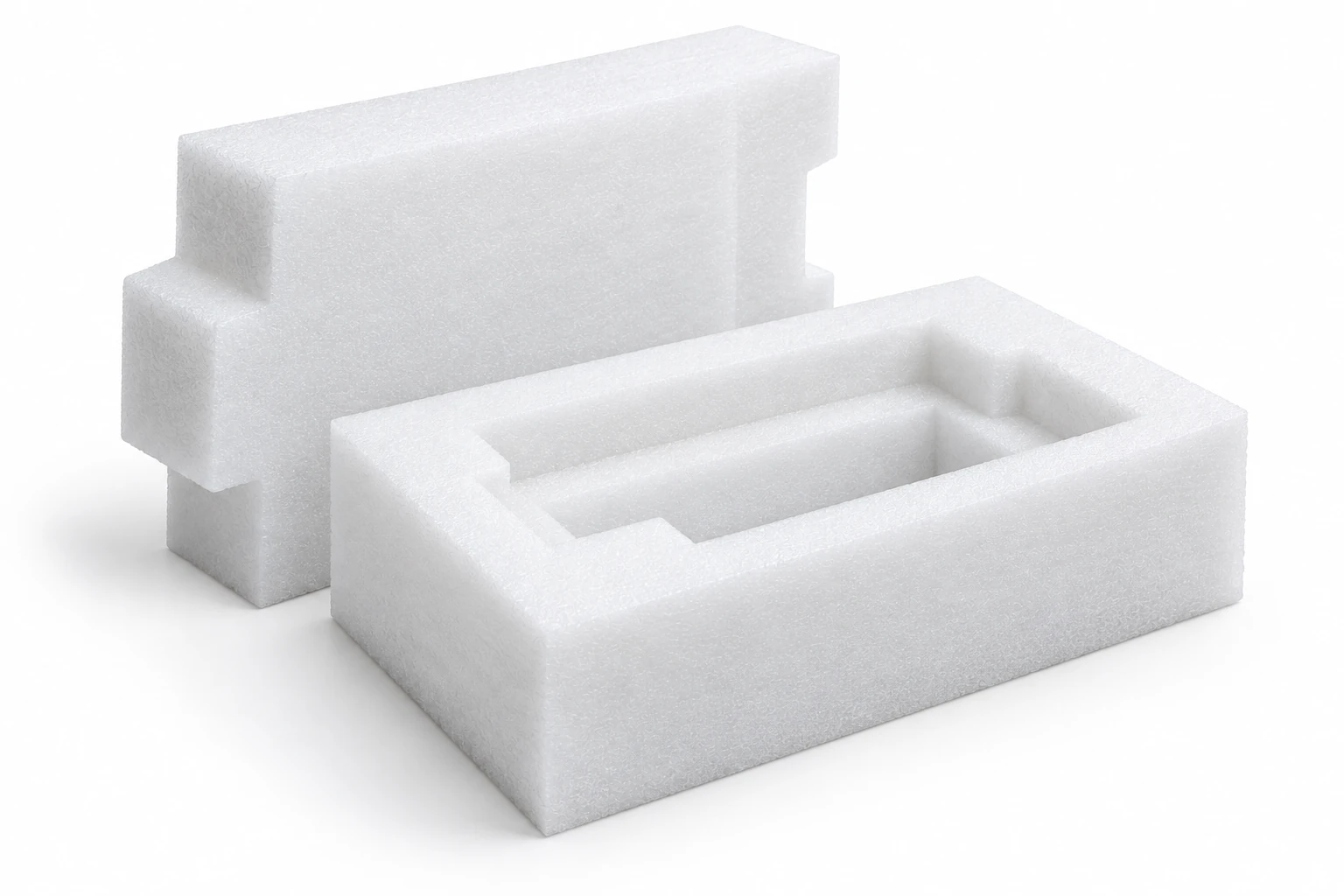White EPE foam packaging insert concept illustration