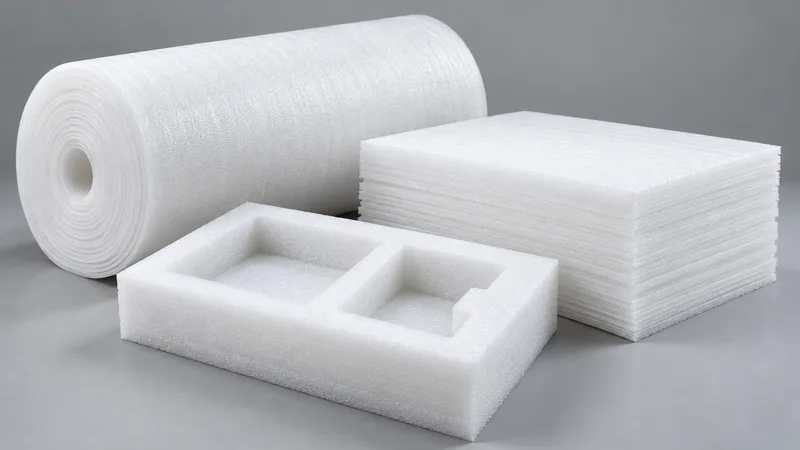 EPE foam roll, sheets and a custom packaging insert.