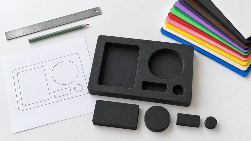 A die-cut EVA insert and matching offcuts prepared for sample discussion.