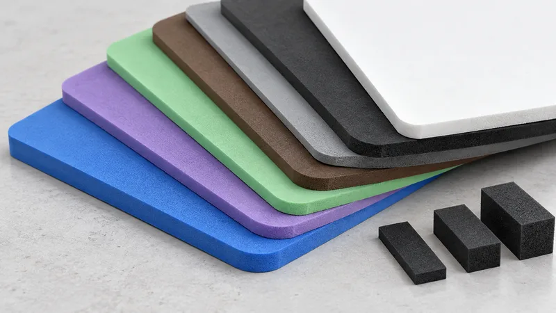 EVA foam color swatches with different sheet thicknesses visible.
