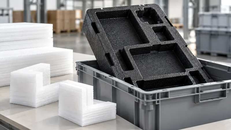 Reusable carrier packaging with EPP and EPE protective foam components.