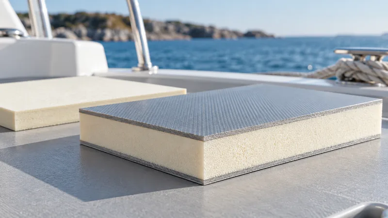 Rigid PVC foam core samples for marine sandwich-panel applications.