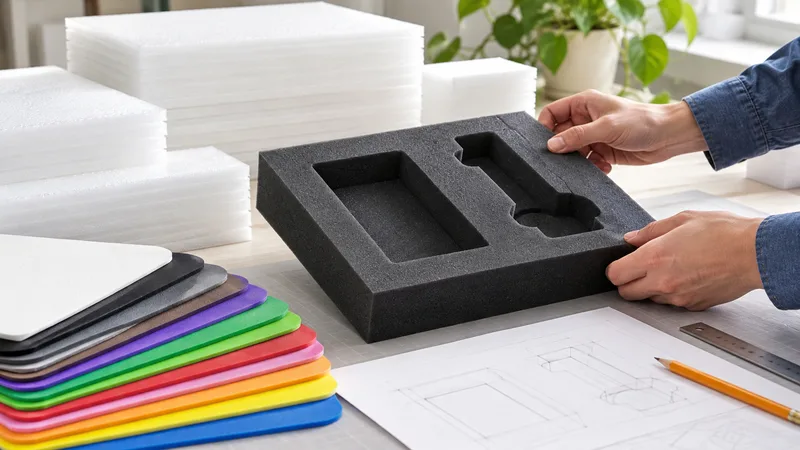 Foam prototypes and a part drawing prepared for a custom project.