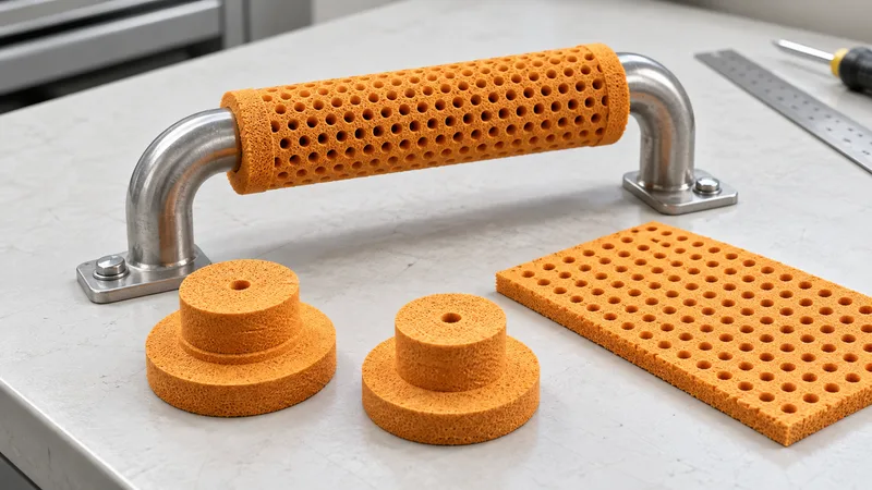 Natural rubber foam grip and bumper application samples.