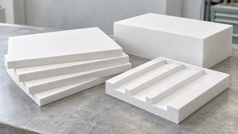 PET foam boards, block and a machined core panel.