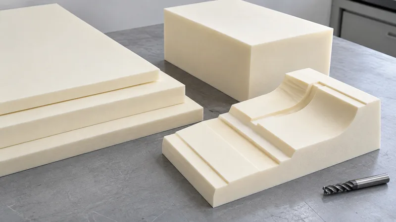 Rigid PU foam boards, block and a shaped core sample.