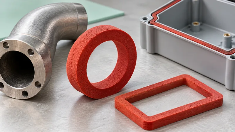 Silicone foam gasket samples for piping and electronics application discussion.